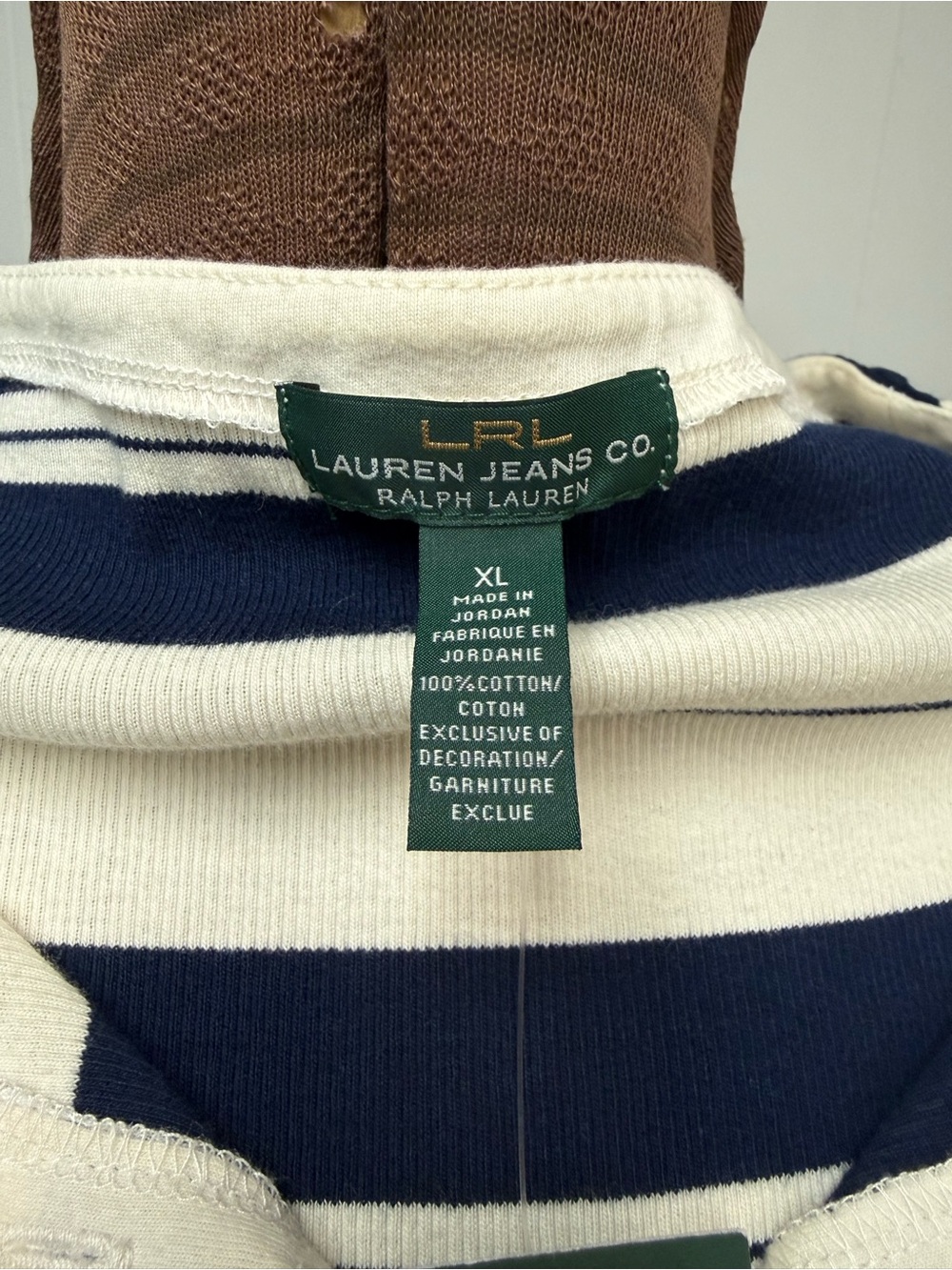 Lauren Ralph Lauren Navy and White Striped Short-Sleeve Top Size XL - Picture 10 of 12